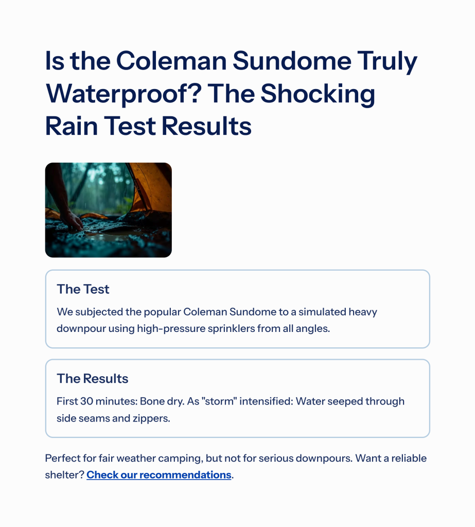 Get the shocking truth in our coleman sundome tent rain test. Discover if this popular tent is a weatherproof champion or a leaky disaster in a simulated downpour.